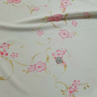 Ivory Pink Swirl Printed Scuba Crepe Jersey Fabric 4 Way Stretch - T9 Fabrics