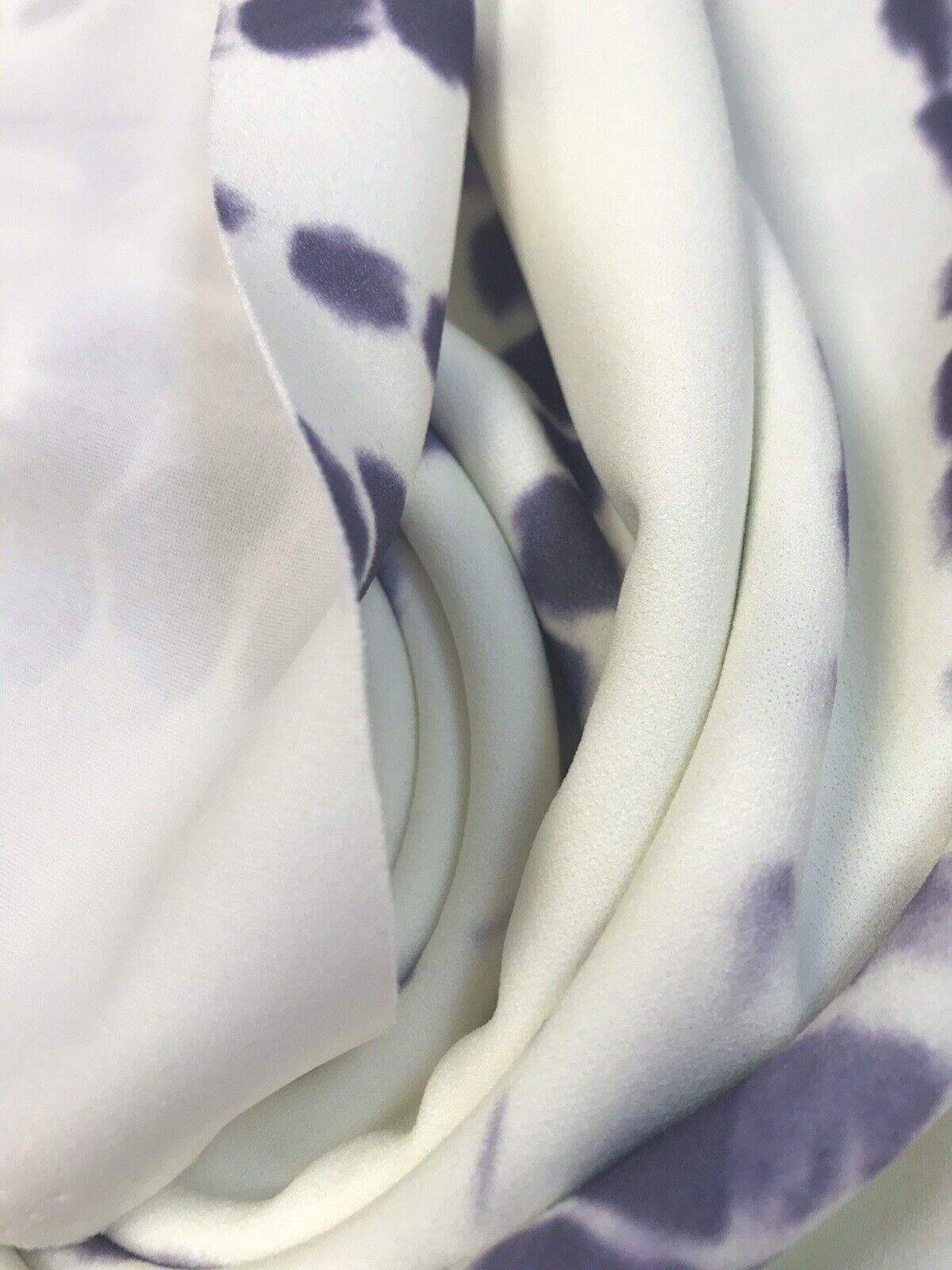 Ivory & Purple Printed Scuba Crepe Jersey Fabric 4 Way Stretch - T9 Fabrics