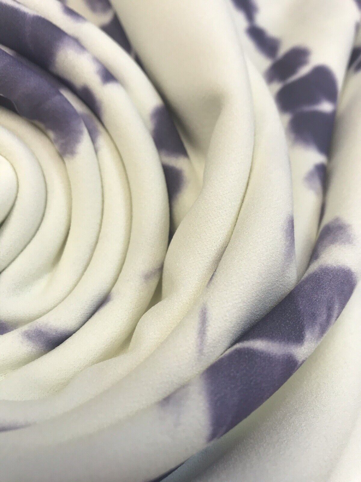 Ivory & Purple Printed Scuba Crepe Jersey Fabric 4 Way Stretch - T9 Fabrics