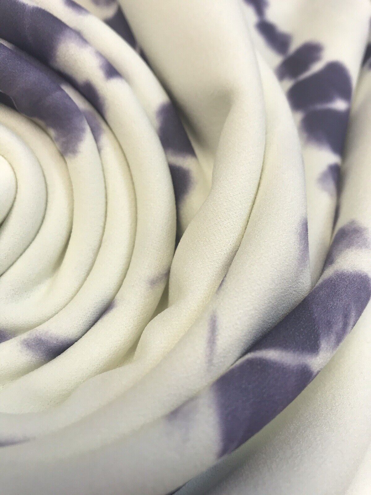 Ivory & Purple Printed Scuba Crepe Jersey Fabric 4 Way Stretch - T9 Fabrics