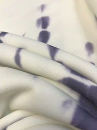 Ivory & Purple Printed Scuba Crepe Jersey Fabric 4 Way Stretch - T9 Fabrics