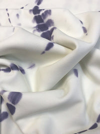 Ivory & Purple Printed Scuba Crepe Jersey Fabric 4 Way Stretch - T9 Fabrics