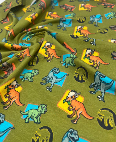 Jurassic World Cotton Stretch Jersey 200 GSM 95/5 Lycra 4 Way Stretch - T9 Fabrics