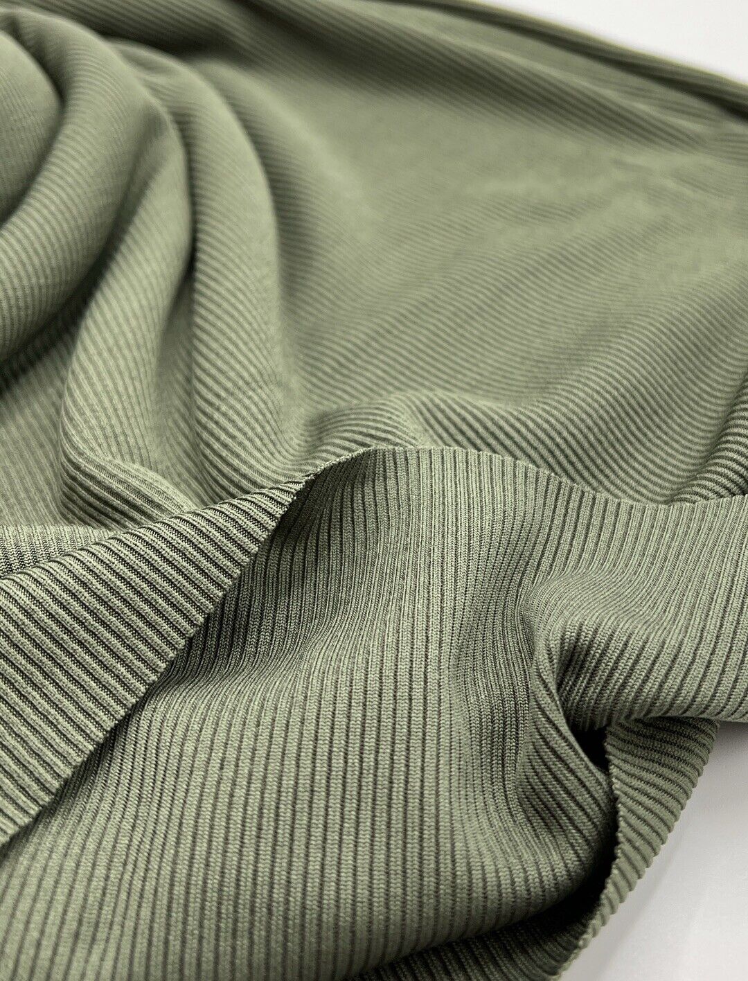 Khaki 2X1 Fine Rib Stretch Fabric - T9 Fabrics