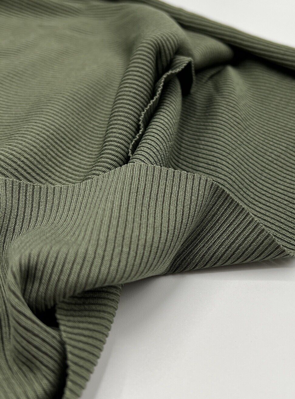 Khaki 2X1 Fine Rib Stretch Fabric - T9 Fabrics