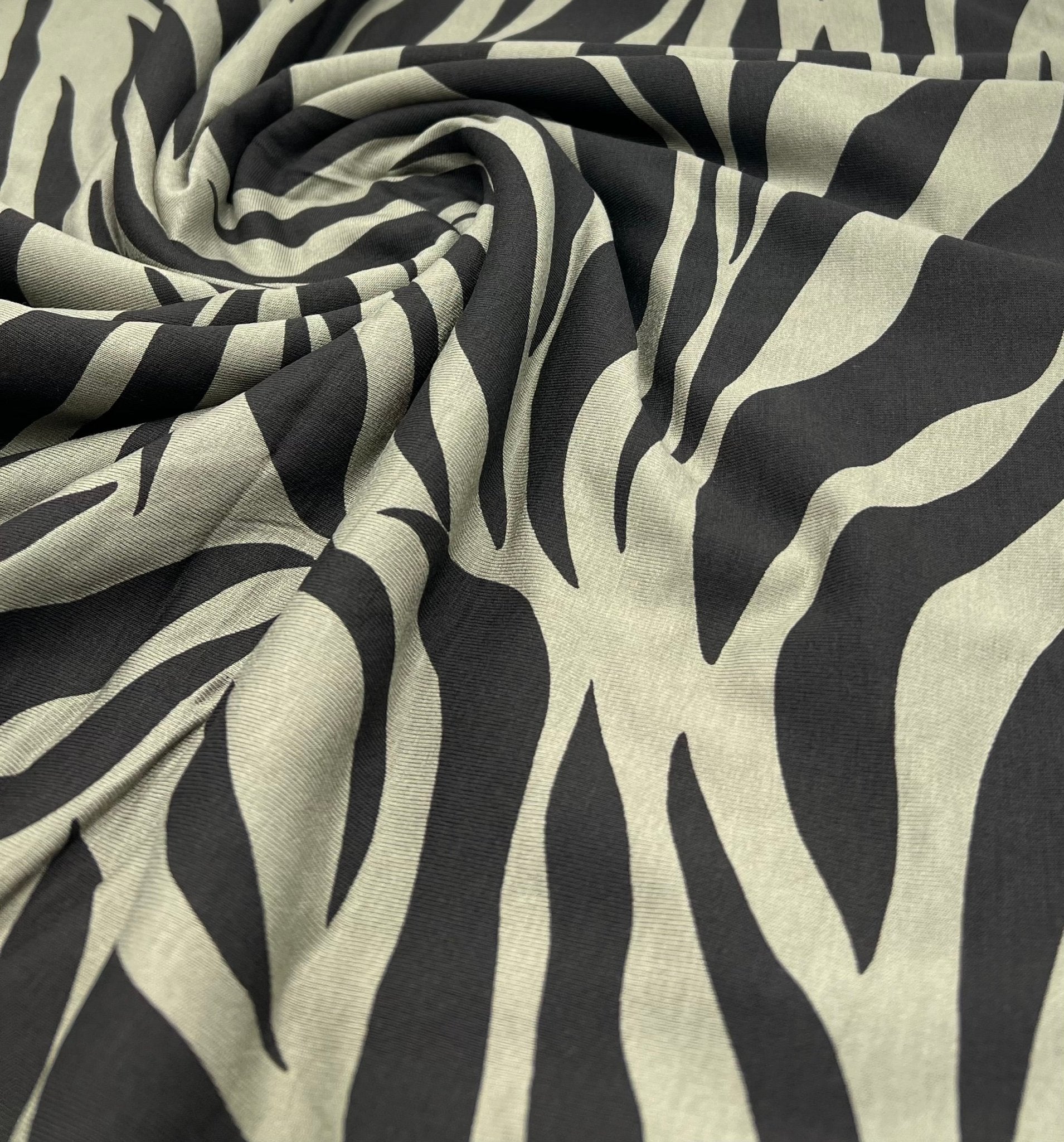 Khaki & Black Animal Print Viscose Elastane Fabric - T9 Fabrics