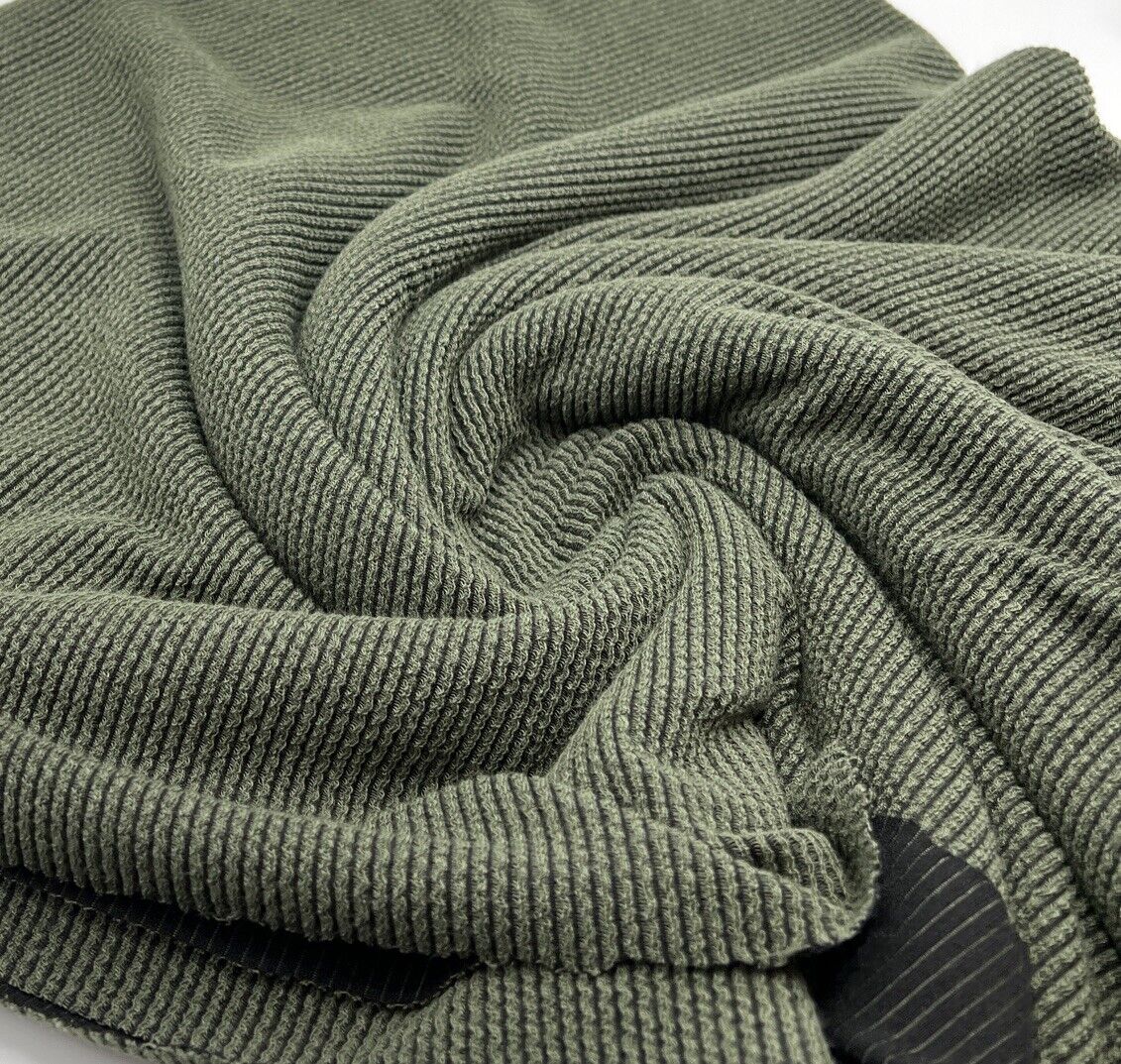 Khaki & Black Crinkle Rib Stretch Fabric - T9 Fabrics