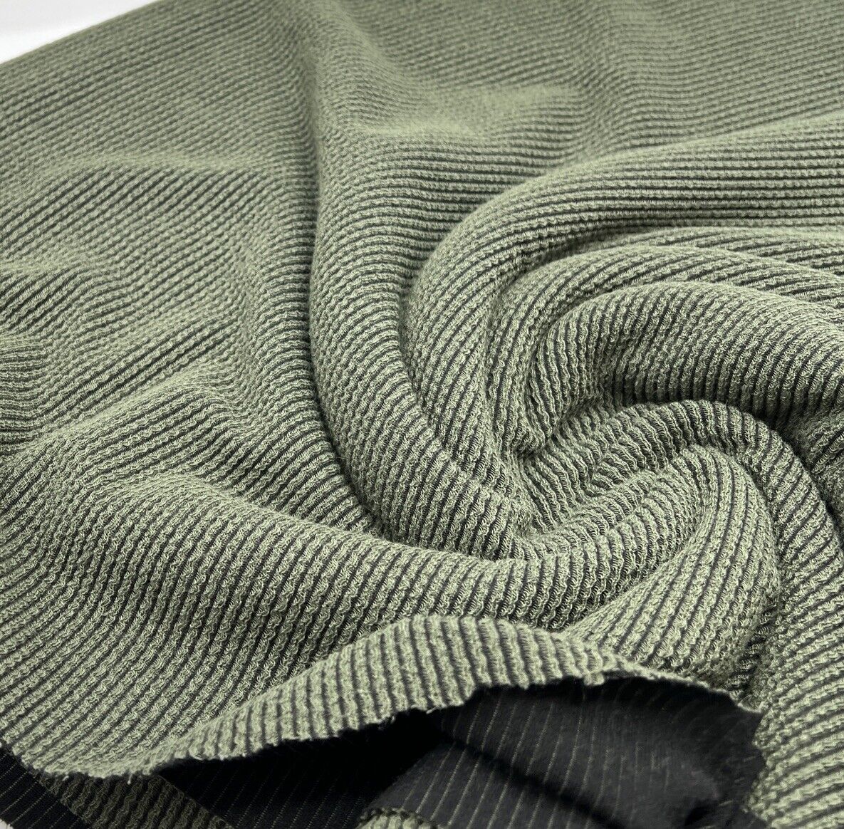 Khaki & Black Crinkle Rib Stretch Fabric - T9 Fabrics