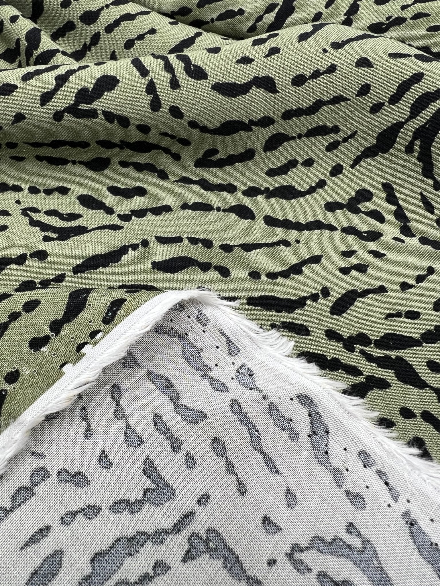 Khaki Black Mix Lightweight Non Stretch Woven Fabric - T9 Fabrics