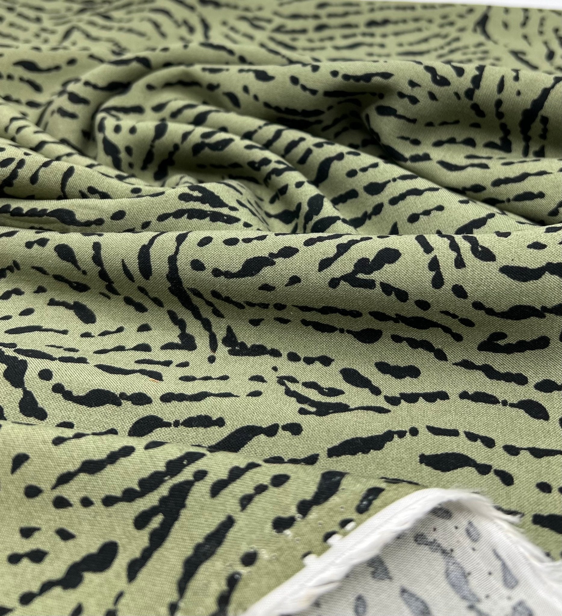 Khaki Black Mix Lightweight Non Stretch Woven Fabric - T9 Fabrics