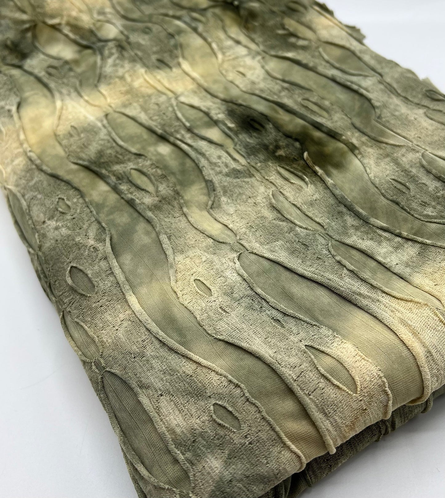 Khaki Camo Distress Textured 2 Way Stretch Fabric - T9 Fabrics