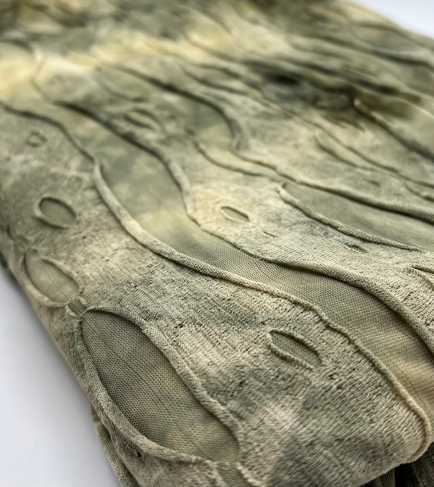Khaki Camo Distress Textured 2 Way Stretch Fabric - T9 Fabrics
