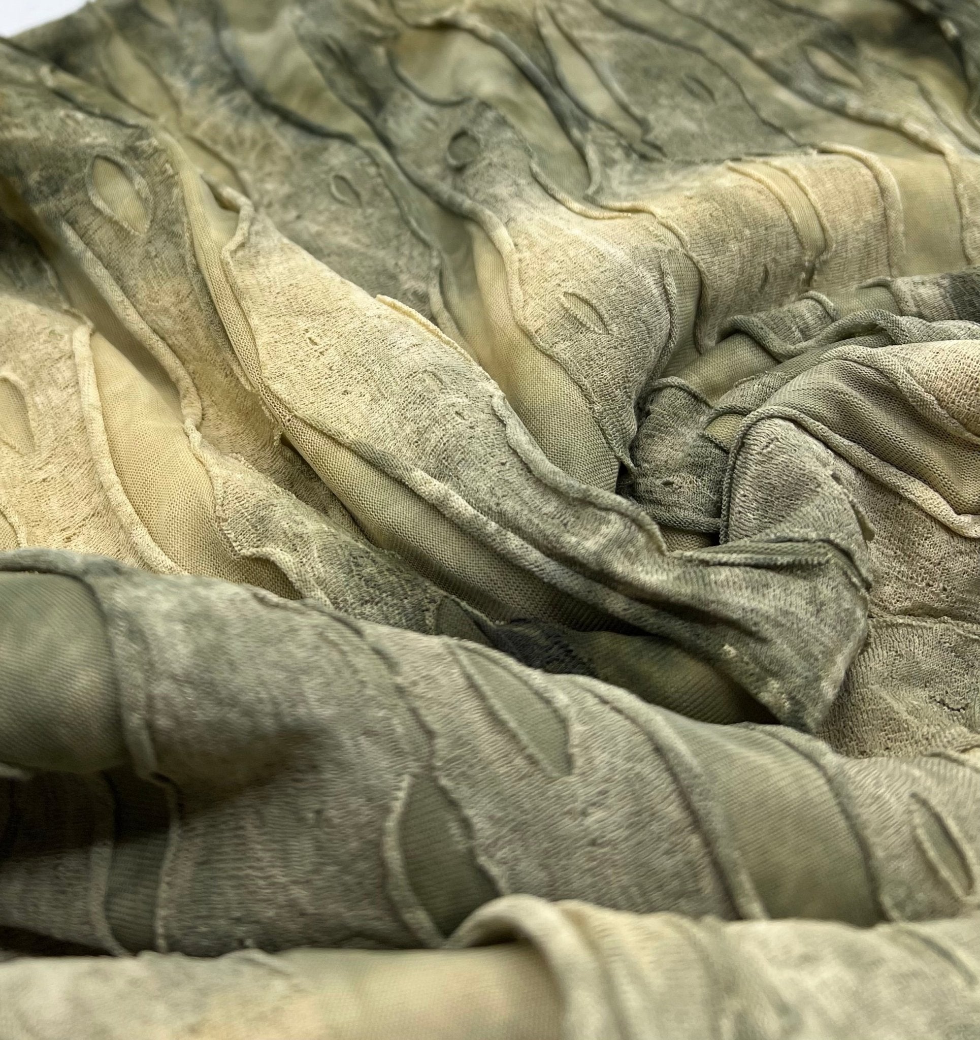 Khaki Camo Distress Textured 2 Way Stretch Fabric - T9 Fabrics