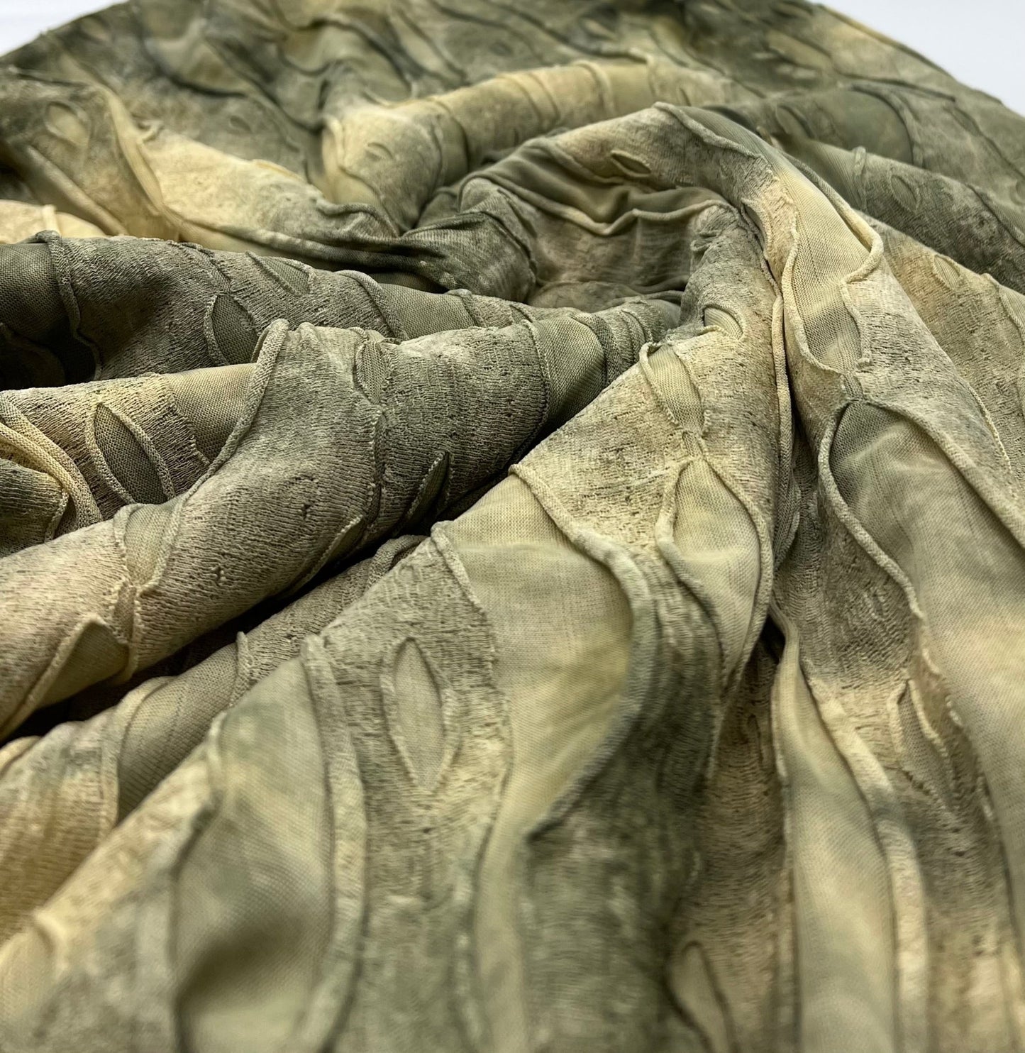 Khaki Camo Distress Textured 2 Way Stretch Fabric - T9 Fabrics