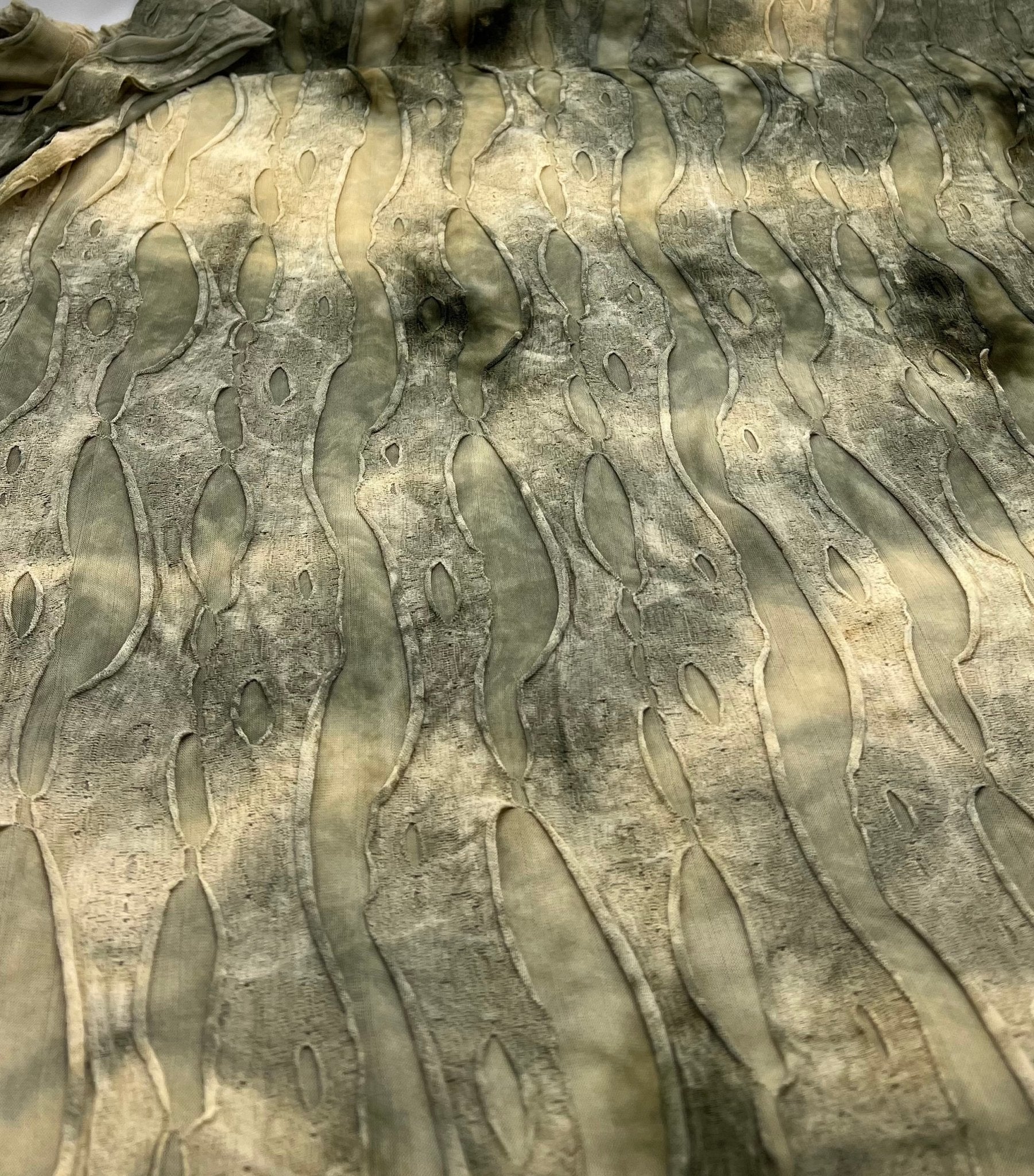 Khaki Camo Distress Textured 2 Way Stretch Fabric - T9 Fabrics