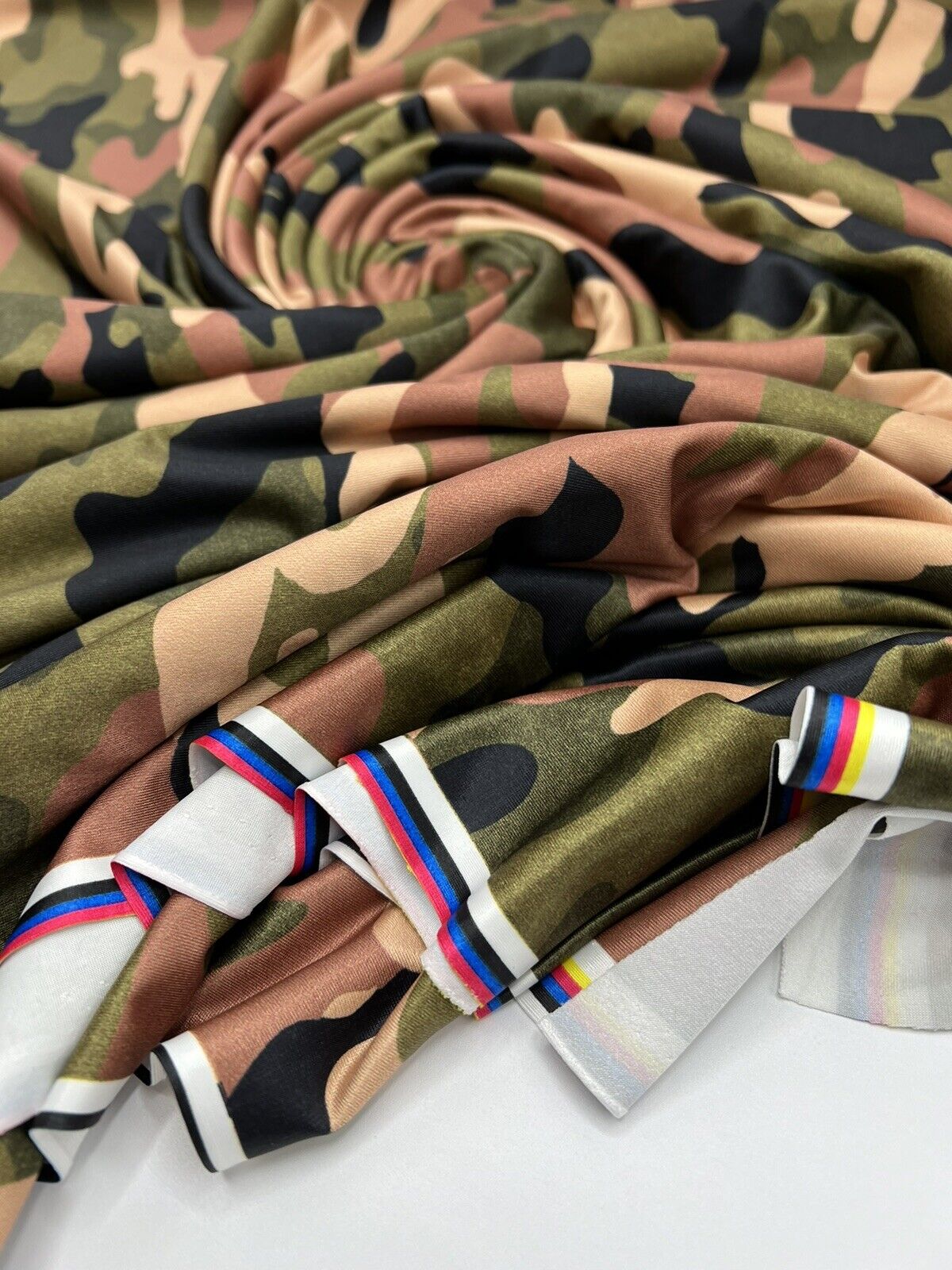 Khaki Camo Print Soft Touch Stretch Fabric - T9 Fabrics