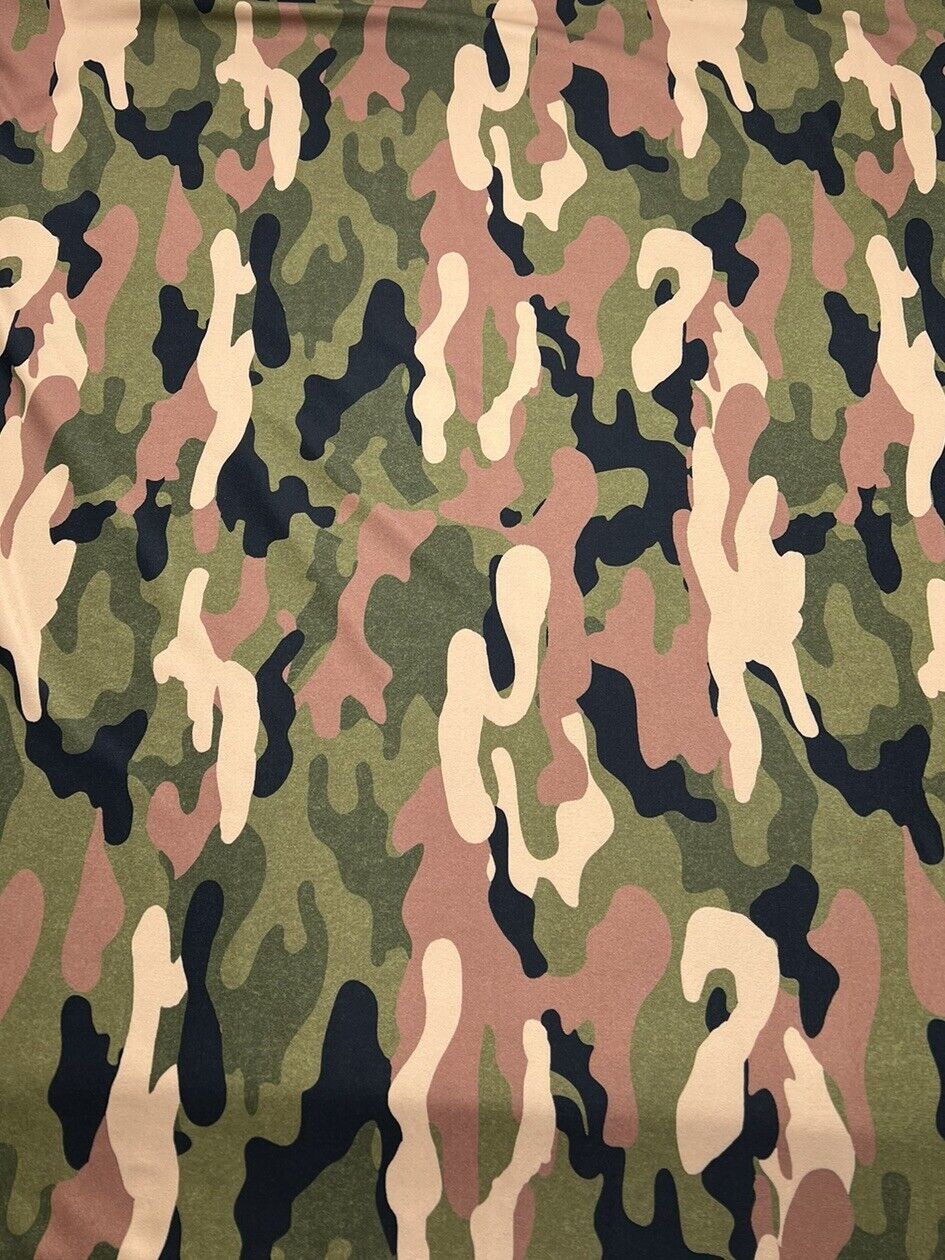 Khaki Camo Print Soft Touch Stretch Fabric - T9 Fabrics