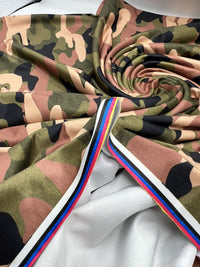 Khaki Camo Print Soft Touch Stretch Fabric - T9 Fabrics