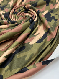 Khaki Camo Print Soft Touch Stretch Fabric - T9 Fabrics