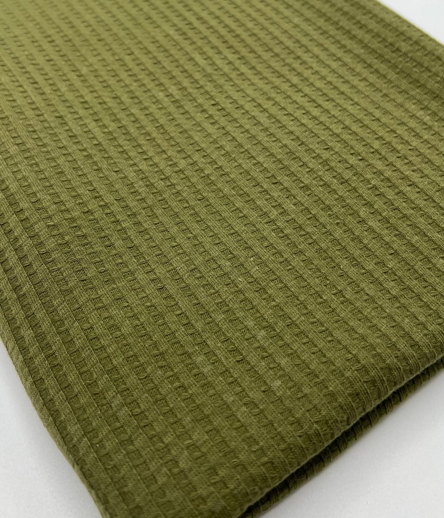 Khaki Cotton Soft Waffle Jersey Fabric 210 GSM 4 Way Stretch - T9 Fabrics