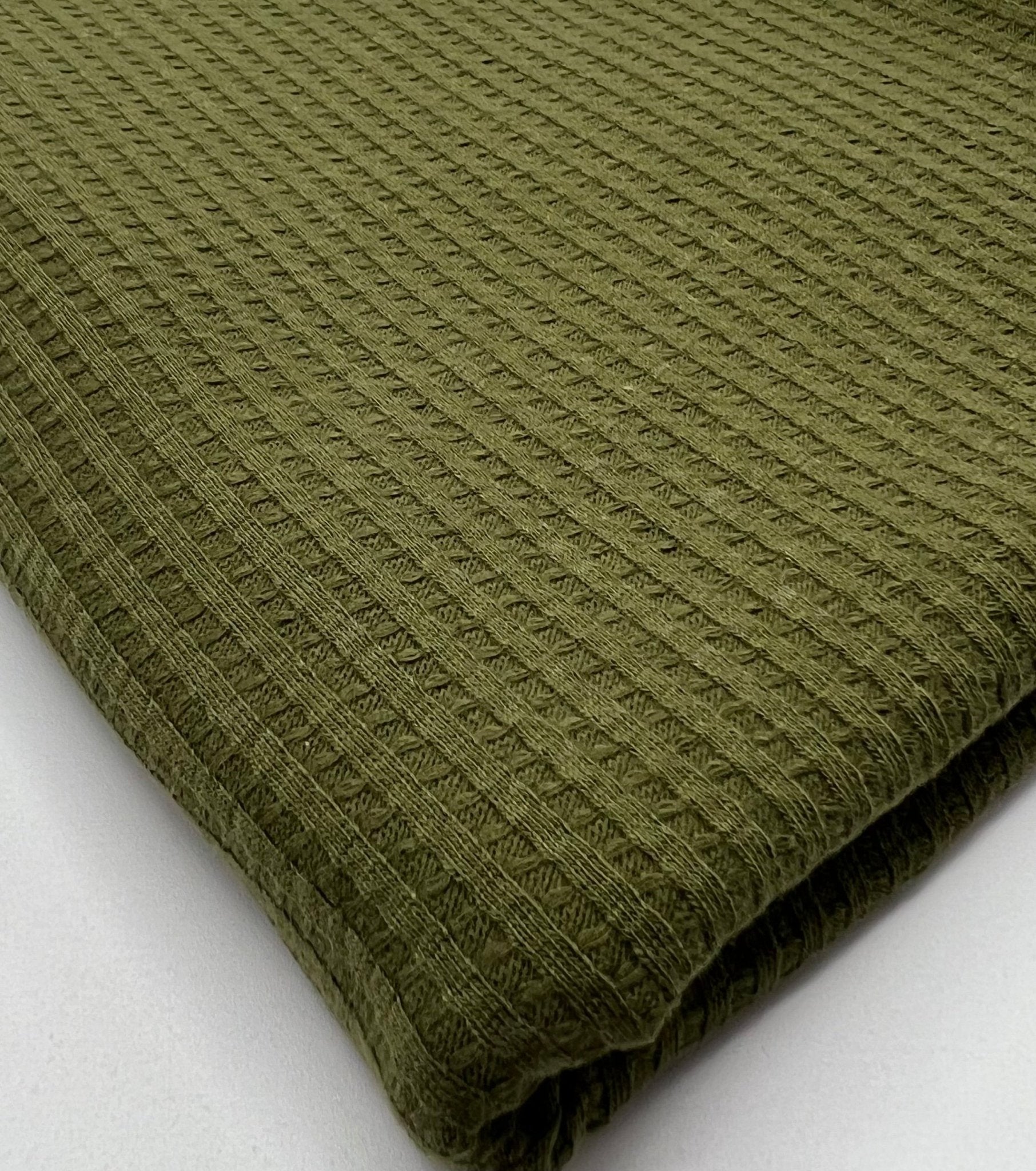 Khaki Cotton Soft Waffle Jersey Fabric 210 GSM 4 Way Stretch - T9 Fabrics
