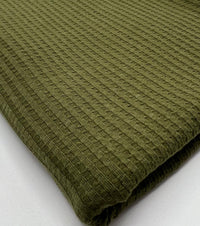 Khaki Cotton Soft Waffle Jersey Fabric 210 GSM 4 Way Stretch - T9 Fabrics
