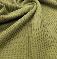 Khaki Cotton Soft Waffle Jersey Fabric 210 GSM 4 Way Stretch - T9 Fabrics
