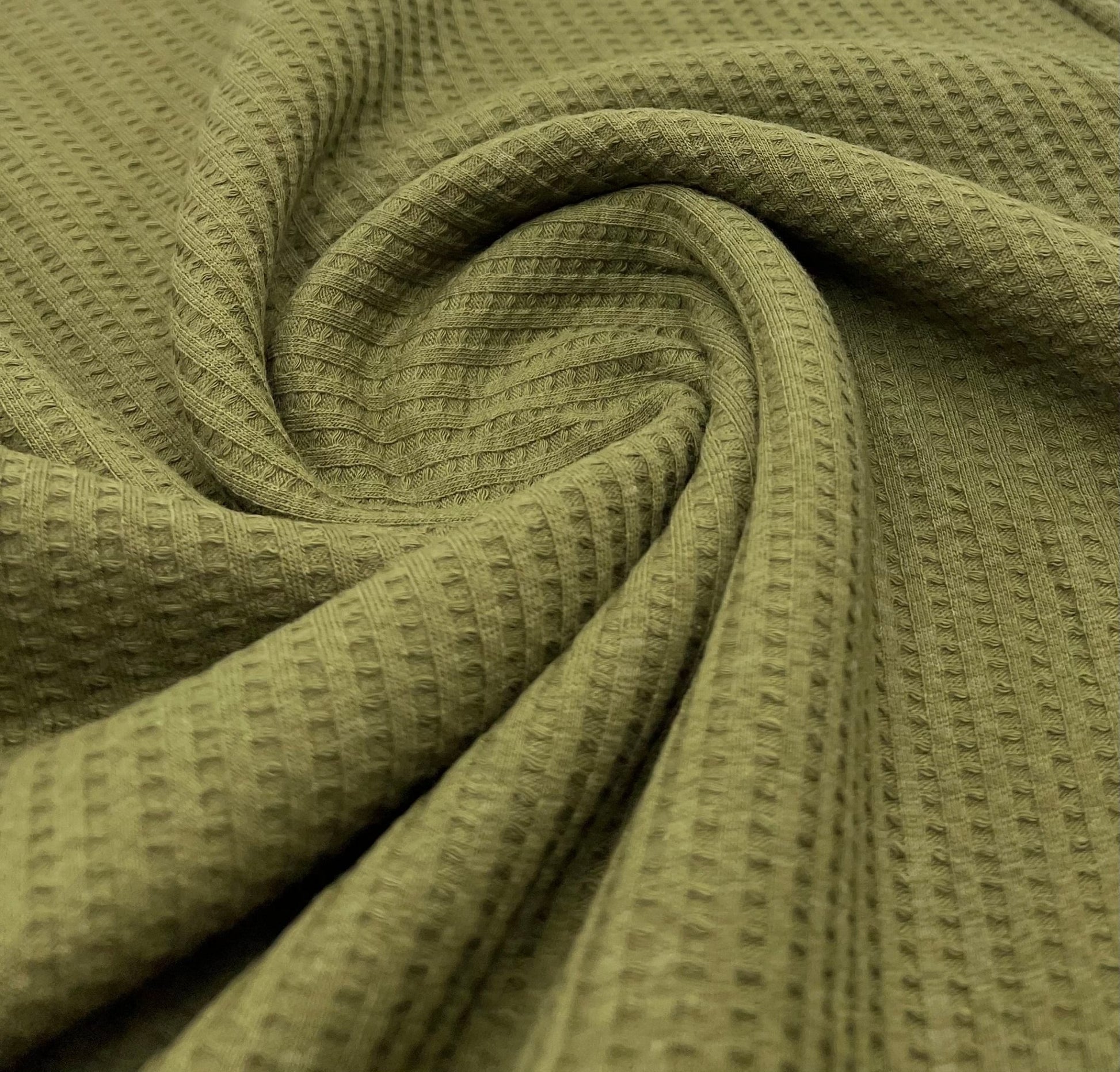 Khaki Cotton Soft Waffle Jersey Fabric 210 GSM 4 Way Stretch - T9 Fabrics