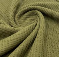 Khaki Cotton Soft Waffle Jersey Fabric 210 GSM 4 Way Stretch - T9 Fabrics