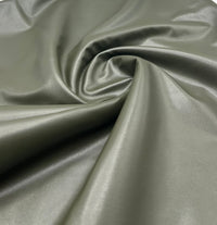 Khaki Green Cupro Wet look Leather Look Stretch Dress Craft Fabric - T9 Fabrics
