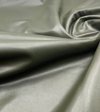 Khaki Green Cupro Wet look Leather Look Stretch Dress Craft Fabric - T9 Fabrics