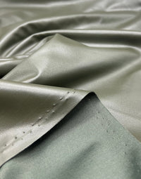 Khaki Green Cupro Wet look Leather Look Stretch Dress Craft Fabric - T9 Fabrics