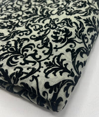 Khaki Green Embossed Flocked Mesh Fabric 2 Way Stretch - T9 Fabrics