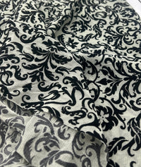 Khaki Green Embossed Flocked Mesh Fabric 2 Way Stretch - T9 Fabrics