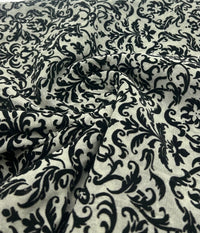 Khaki Green Embossed Flocked Mesh Fabric 2 Way Stretch - T9 Fabrics