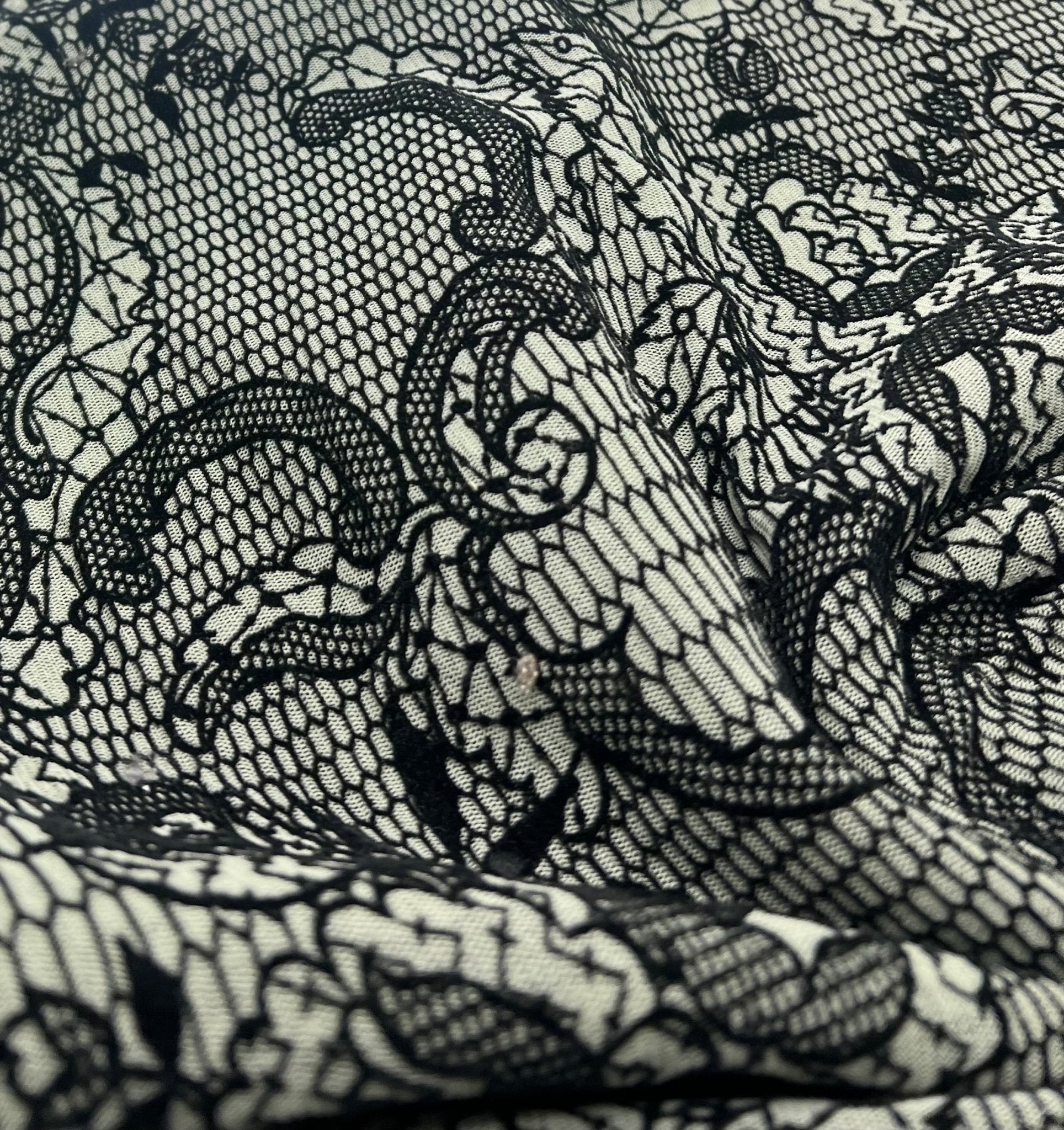 Khaki Green Floral Embossed Flocked Mesh Fabric 2 Way Stretch - T9 Fabrics