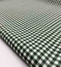 Khaki Green Gingham Check Print Lightweight Bubble Crepe Fabric - T9 Fabrics
