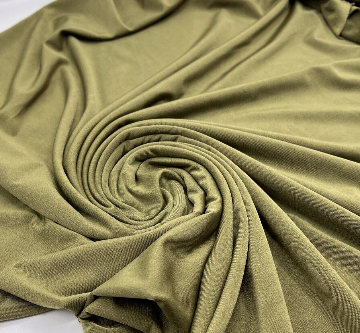 Khaki Green Plain Soft Touch Stretch Fabric - T9 Fabrics