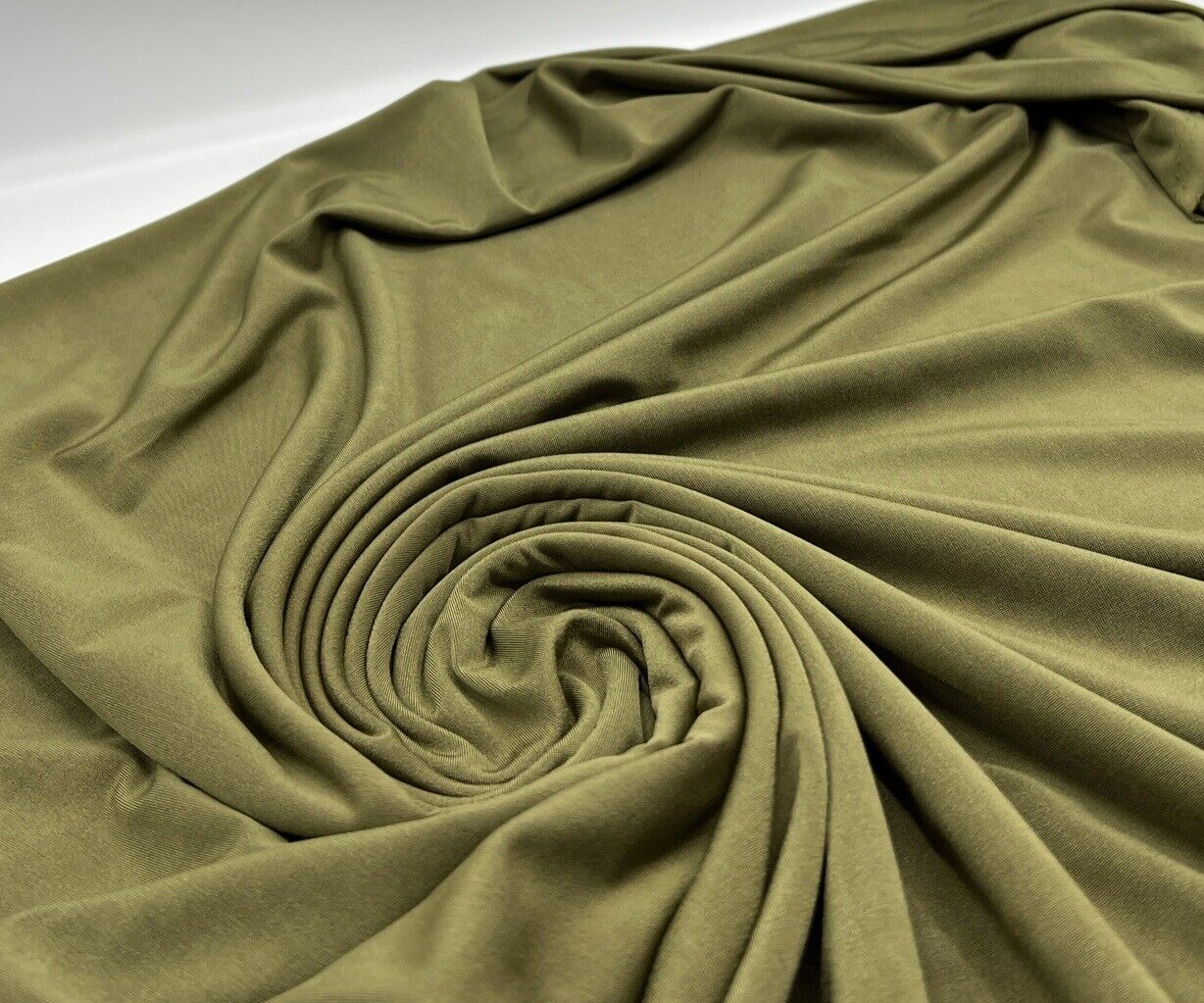 Khaki Green Plain Soft Touch Stretch Fabric - T9 Fabrics