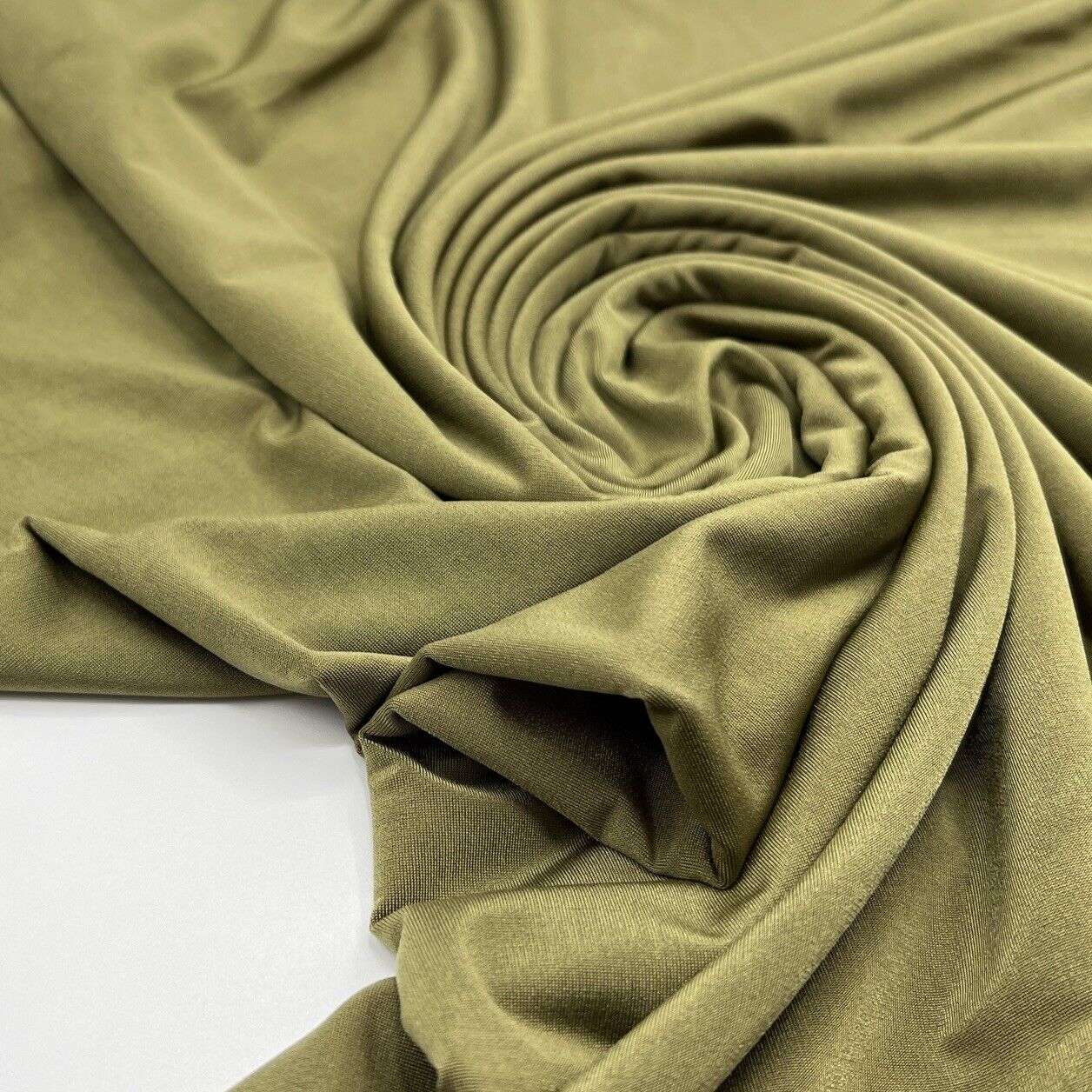 Khaki Green Plain Soft Touch Stretch Fabric - T9 Fabrics