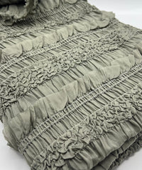 Khaki Green Ruffle Textured 2 Way Stretch Fabric - T9 Fabrics