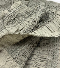 Khaki Green Ruffle Textured 2 Way Stretch Fabric - T9 Fabrics