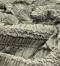 Khaki Green Ruffle Textured 2 Way Stretch Fabric - T9 Fabrics