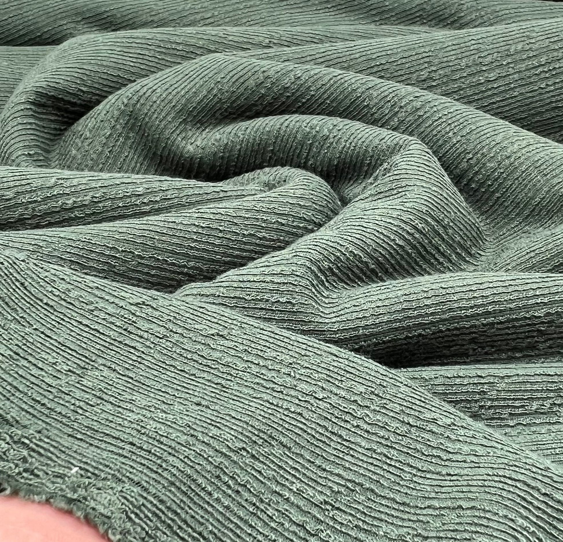 Khaki Green Soft Striped Textured Stretch Fabric - T9 Fabrics