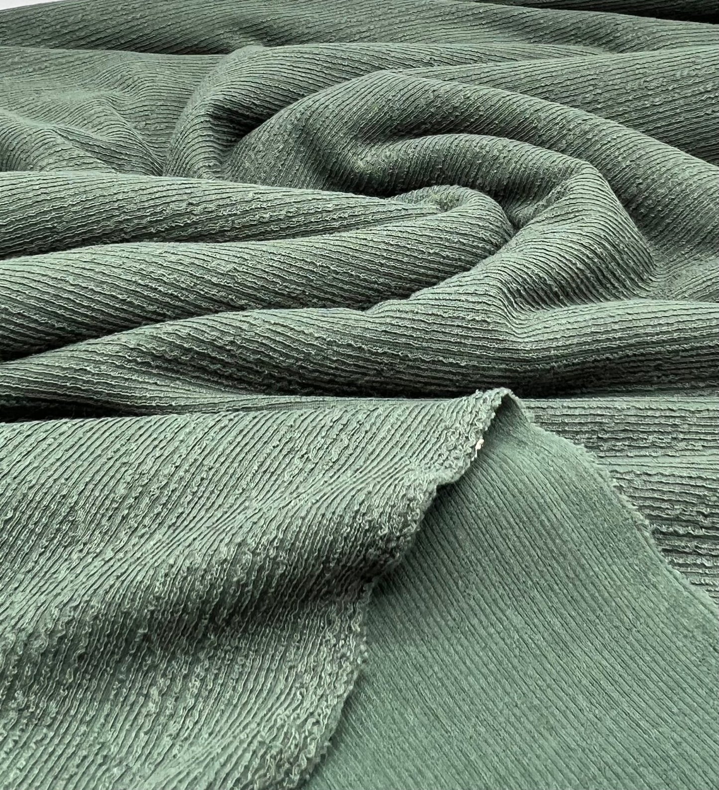 Khaki Green Soft Striped Textured Stretch Fabric - T9 Fabrics