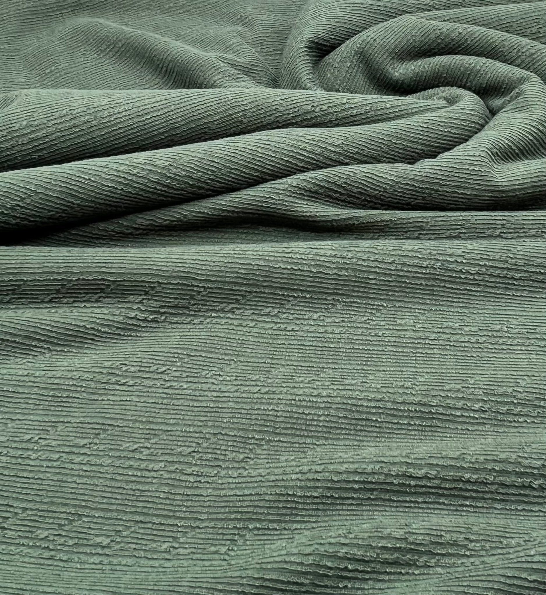 Khaki Green Soft Striped Textured Stretch Fabric - T9 Fabrics