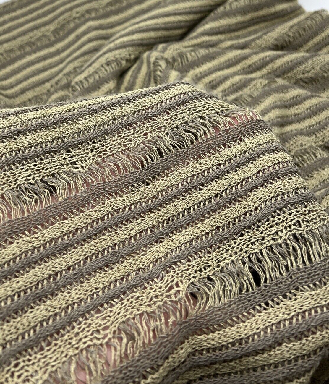 Khaki Grey Stripe Knitted Stretch Fabric - T9 Fabrics