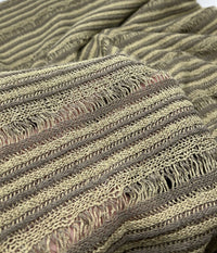 Khaki Grey Stripe Knitted Stretch Fabric - T9 Fabrics