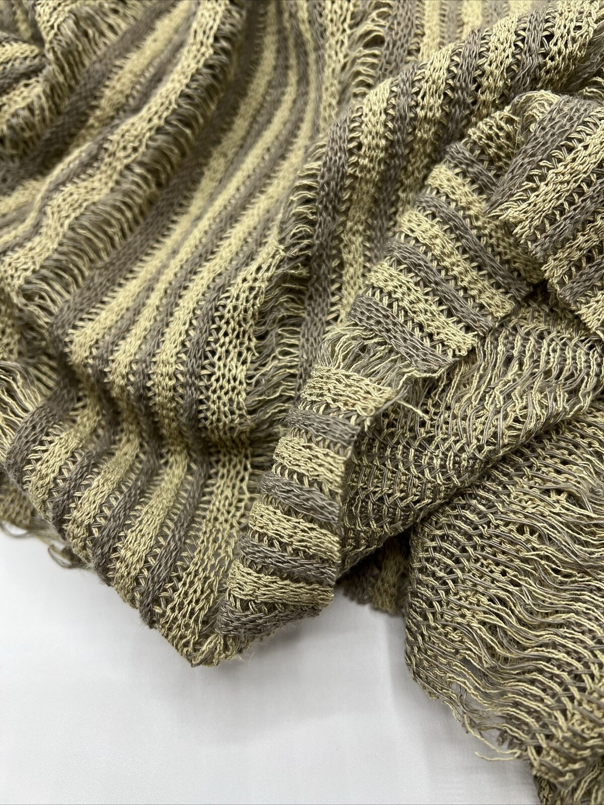 Khaki Grey Stripe Knitted Stretch Fabric - T9 Fabrics