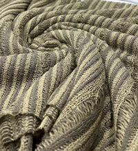 Khaki Grey Stripe Knitted Stretch Fabric - T9 Fabrics